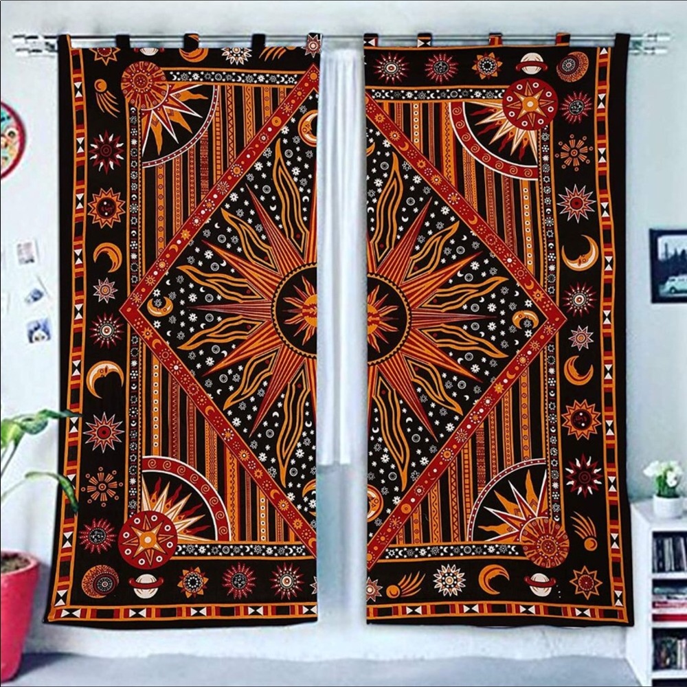 Burning Sun Hippie Gypsy Boho Tapestry Curtains New
